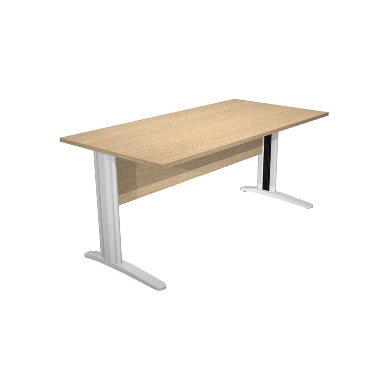 Scrivania lineare 160X80cm Rovere - fianchi vernic. effetto cromato EASY