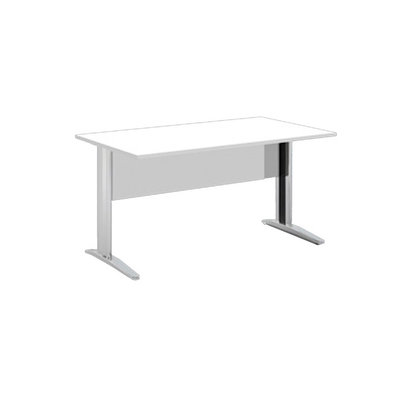 Scrivania lineare 120X80cm Bianco - fianchi vernic. effetto cromato EASY