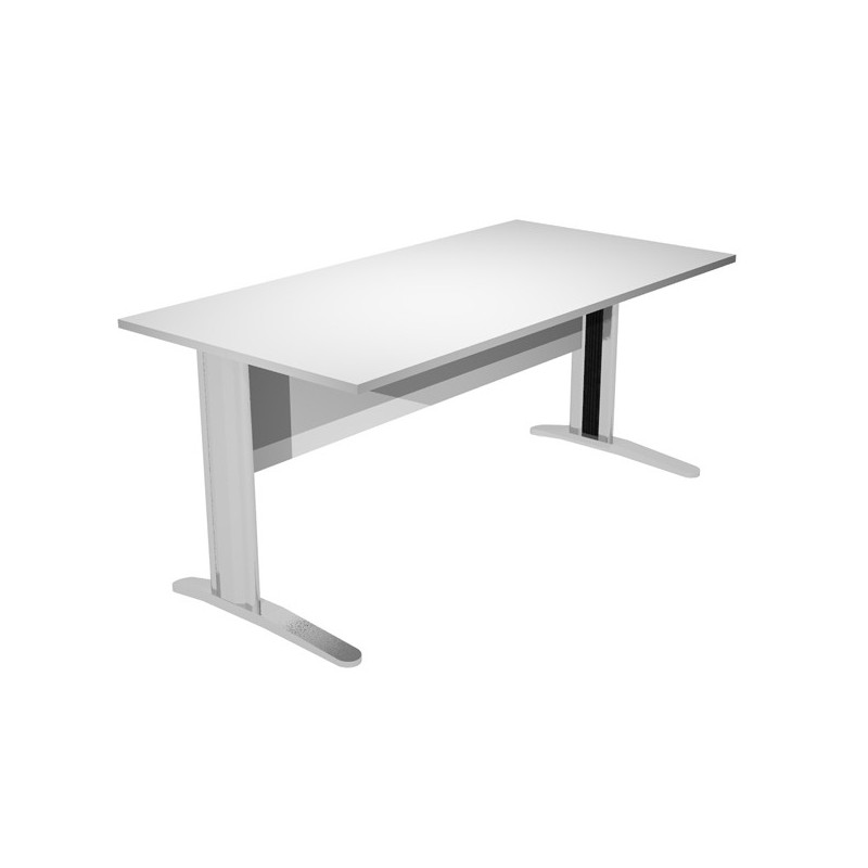 Scrivania lineare 120X80cm Grigio - fianchi vernic. effetto cromato EASY