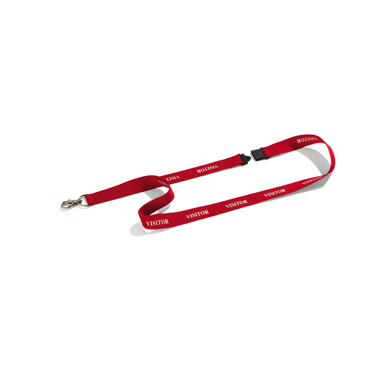 10 Cordoncini portabadge rosso stampa VISITOR Durable