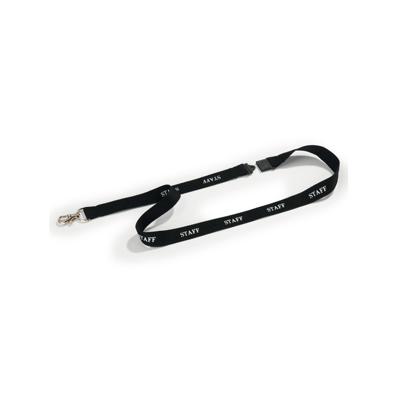 10 Cordoncini portabadge nero stampa STAFF Durable