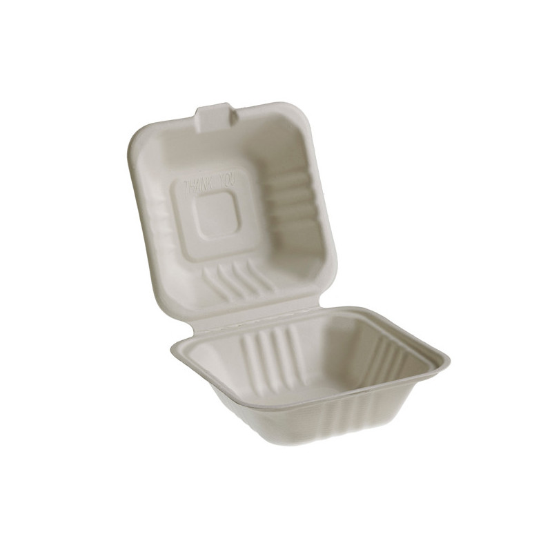 50 Vaschette Hamburger box 15x15cm Take away BIO Leone