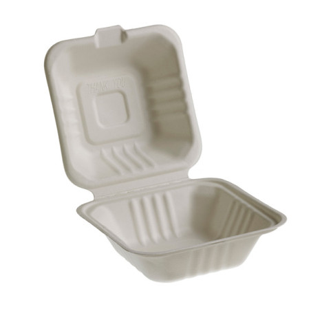 50 Vaschette Hamburger box 15x15cm Take away BIO Leone