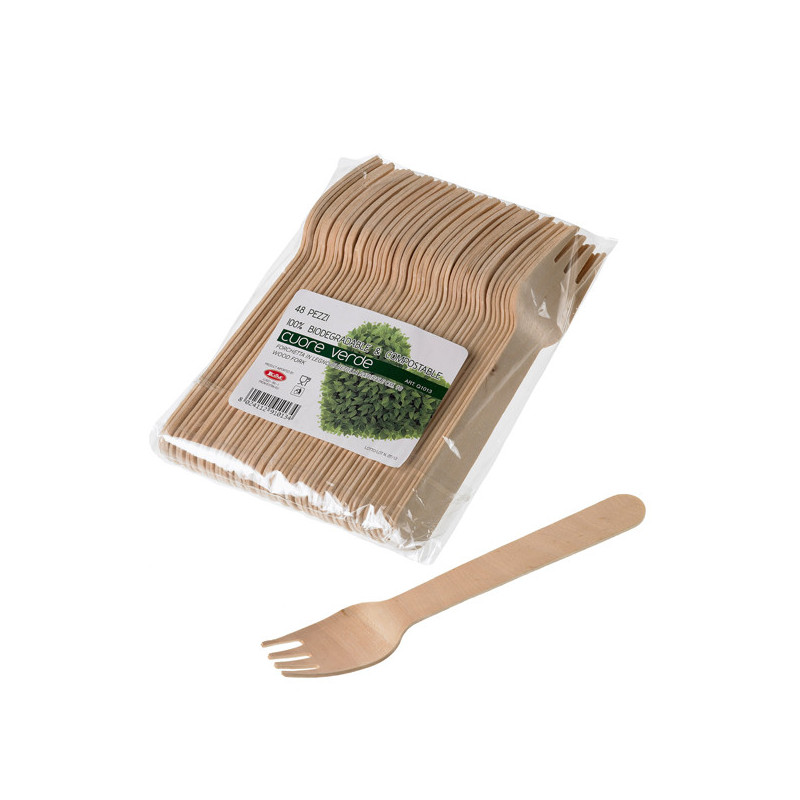 48 Forchette in legno 16cm Leone