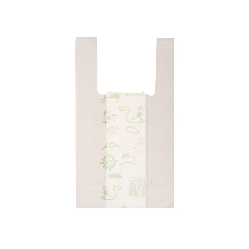 Scatola 500 Shoppers bianchi MINI 15æ 22x40CM 6,5+6,5cm Mater-Bi