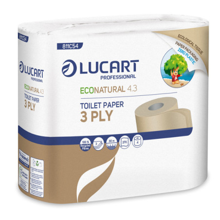 Pacco 4 rotoli Carta Igienica 270 strappi EcoNatural 4.3 Lucart Plastic Free