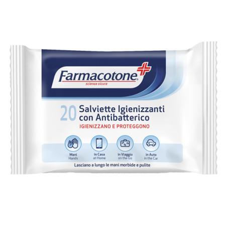 Busta da 20 Salviette igienizzanti con antibatterico Farmacotone