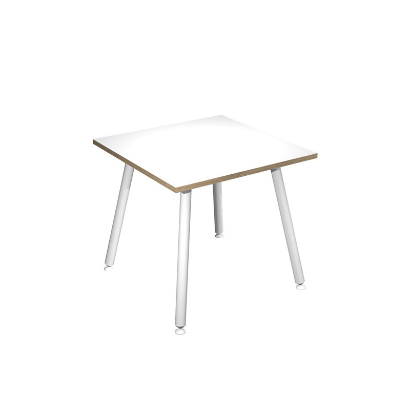 Scrivania 80x80xH74,4cm Bianco/ Bianco Skinny Metal