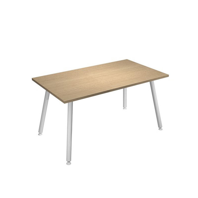 Scrivania 140x80xH74,4cm Bianco/ Rovere Skinny Metal