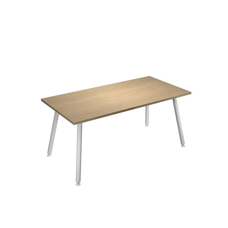 Scrivania 160x80xH74,4cm Bianco/ Rovere Skinny Metal