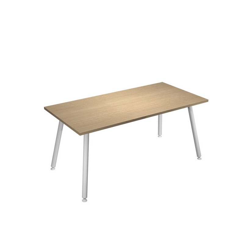 Scrivania 180x80xH74,4cm Bianco/ Rovere Skinny Metal