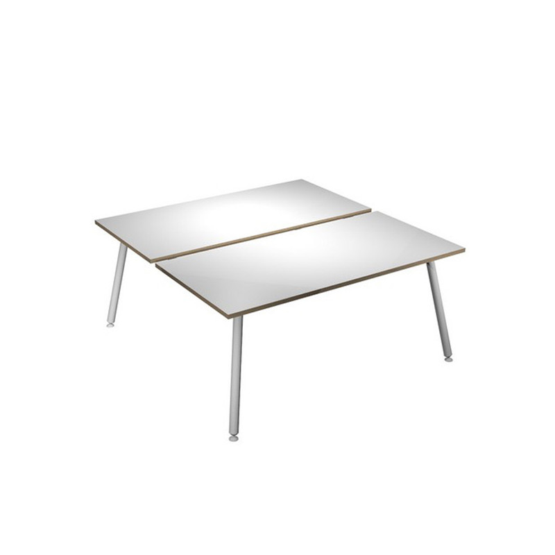 Scrivania a 2 postazioni contrap. 120x166cm Bianco/ Bianco Skinny Metal