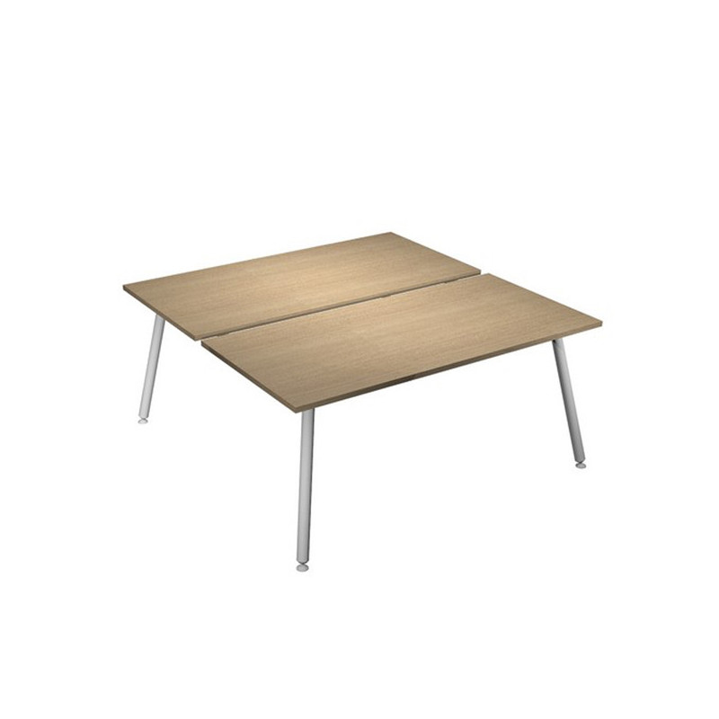 Scrivania a 2 postazioni contrap. 140x166cm Bianco/ Rovere Skinny Metal