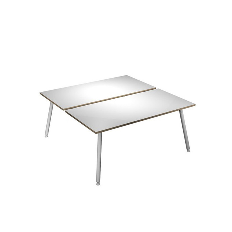 Scrivania a 2 postazioni contrap. 140x166cm Bianco/ Bianco Skinny Metal