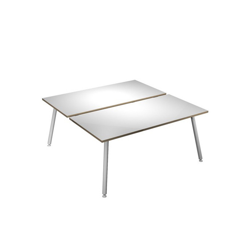 Scrivania a 2 postazioni contrap. 160x166cm Bianco/ Bianco Skinny Metal