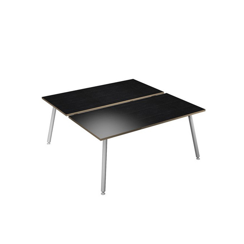 Scrivania a 2 postazioni contrap. 160x166cm Bianco/ Nero venato Skinny Metal