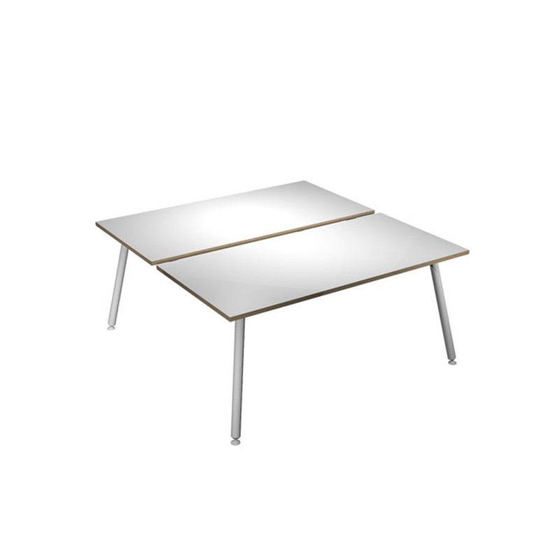 Scrivania a 2 postazioni contrap. 180x166cm Bianco/Bianco Skinny Metal