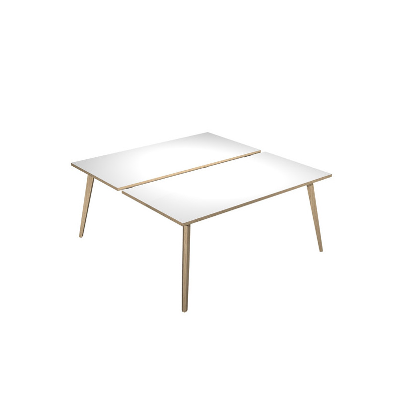 Scrivania a 2 postazioni contrap. 140x166cm Rovere/Bianco Woody