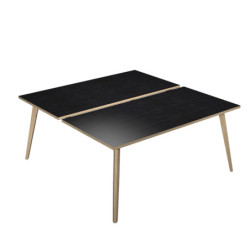 Scrivania a 2 postazioni contrap. 140x166cm Rovere/Nero venato Woody