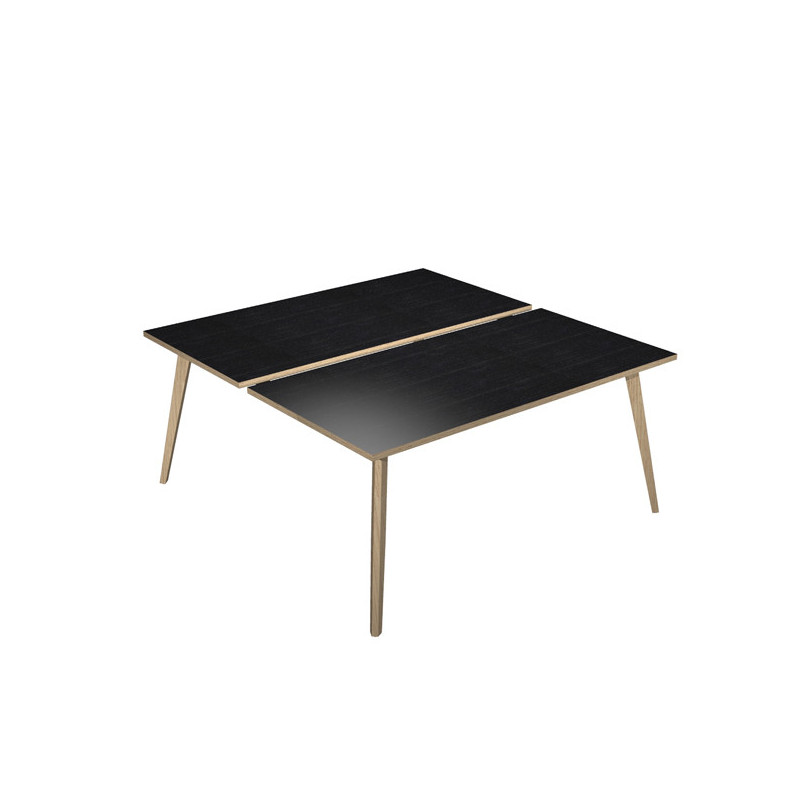 Scrivania a 2 postazioni contrap. 140x166cm Rovere/Nero venato Woody