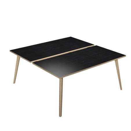Scrivania a 2 postazioni contrap. 140x166cm Rovere/Nero venato Woody