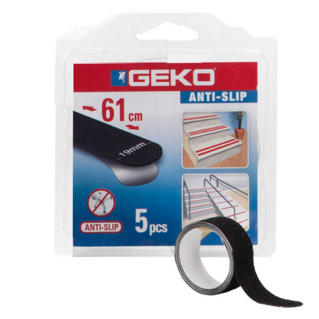 5 Strisce adesive antiscivolo ANTISLIP 1,9cm x 61cm nero Geko