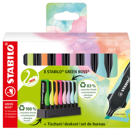 Deskset 8 evidenziatori STABILO© GREEN BOSS© 1recycled
