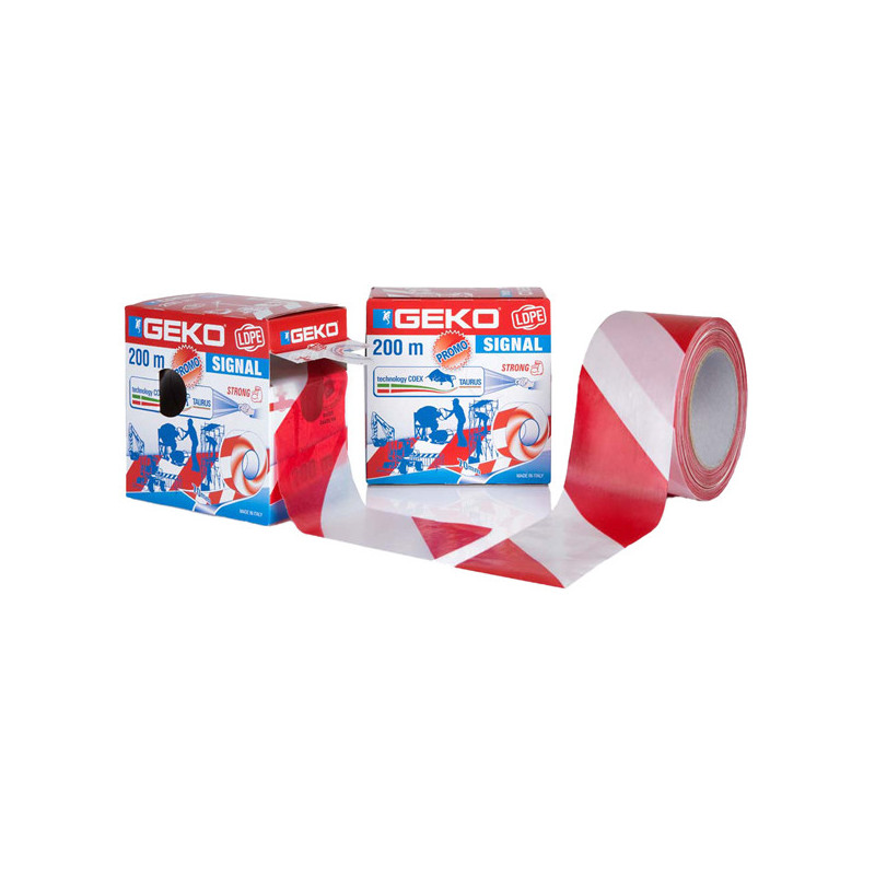 Nastro segnaletico SIGNAL 70mm x 200mt bianco/rosso Geko