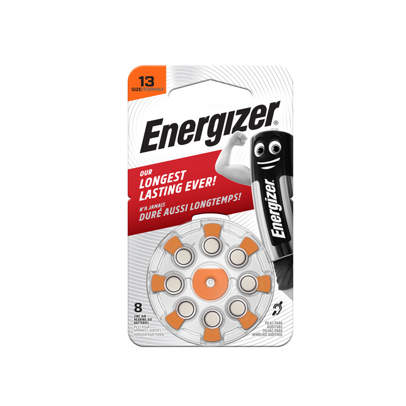 Blister 8 pile per apparecchi acustici 13 Zinc Air Energizer