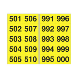 Kit numeri adesivi da 501-999 nero/giallo 45 x 24mm