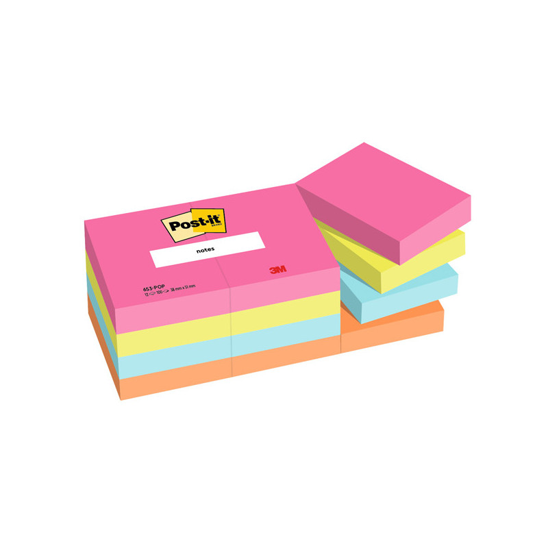 Cf. 12pz blocco 100fg. Post-it© Notes 38x51mm 653-POP Popmistic