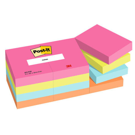 Cf. 12pz blocco 100fg. Post-it© Notes 38x51mm 653-POP Popmistic