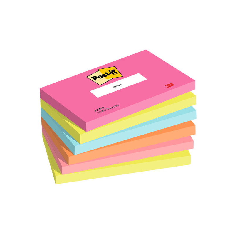 Cf. 6pz blocco 100fg. Post-it© Notes 76x127mm 655-POP Popmistic