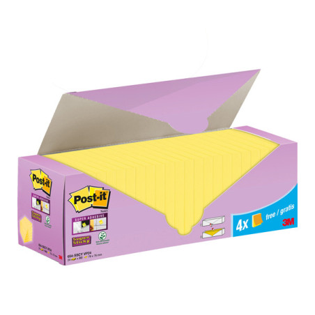 Cf. 20+4pz blocco 90fg.Post-it©Super Sticky 76x76mm 654-SSCY-VP24 giallo Canary