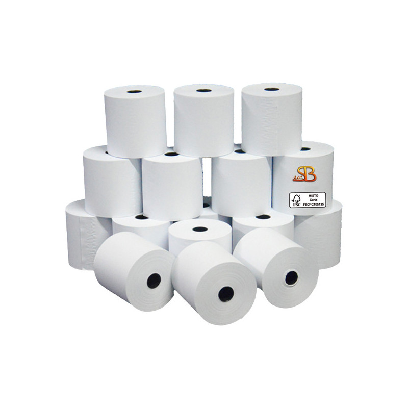 Blister 10 rotoli RC carta pura cellulosa 57,5mm x 20mt 50mm