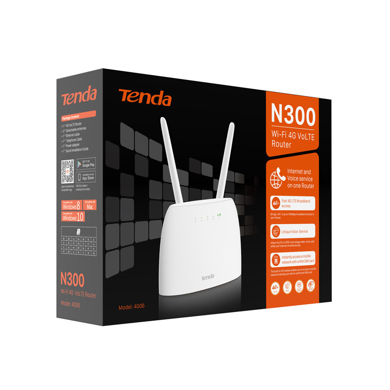 Router Wi-Fi 4G LTE N300 Cat.4 Funzione Volte Tenda