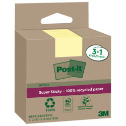 Cf. 3+1pz blocco 70fg Post-it©SuperSticky Green 76x76mm 654R-SSCY3+1 giallo