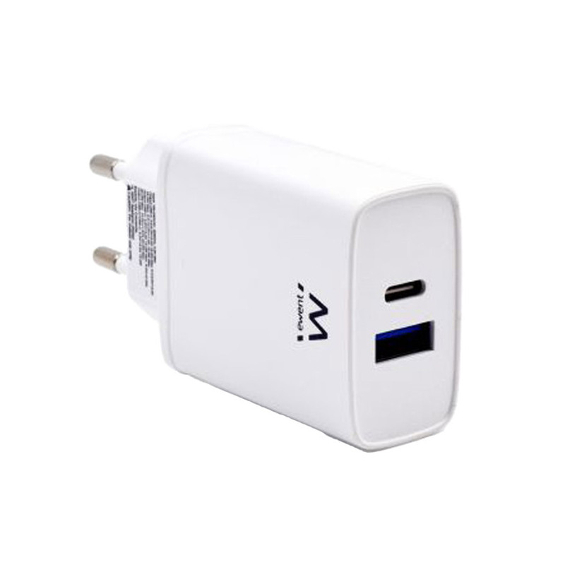 Caricatore rapido a 2 porte USB-C e USB-A da 20 W EW1321 Ewent