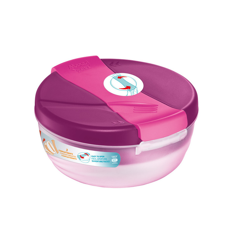 Lunch Bowl Origins a 3 scompartimenti 1,4 lt rosa Maped