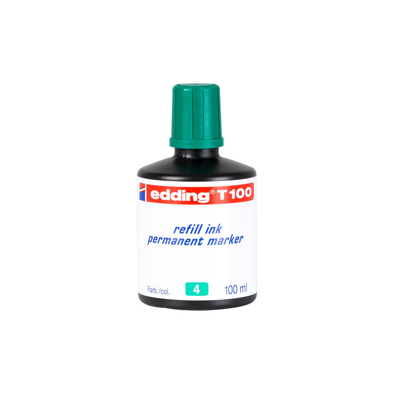 Inchiostro permanente 100ml T100 verde per marcatori Edding