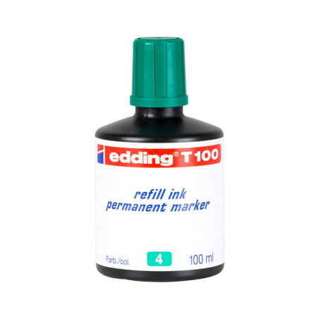 Inchiostro permanente 100ml T100 verde per marcatori Edding