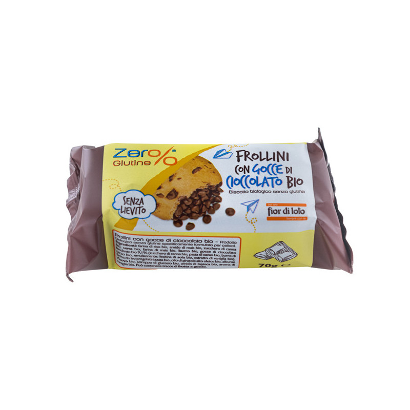 Frollini con gocce di cioccolato monodose 70gr Zerglutine