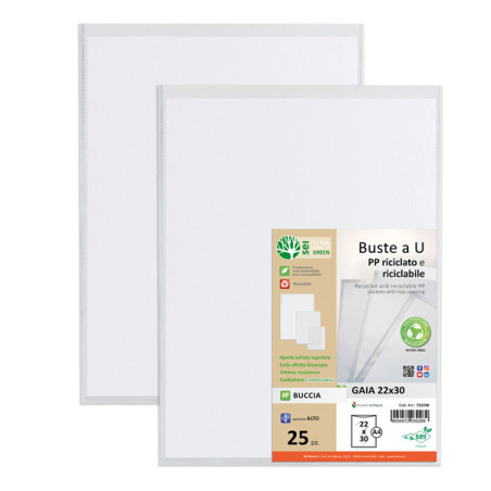 Conf 25 Buste a U in PP riciclato 22x30cm GAIA Sei rota