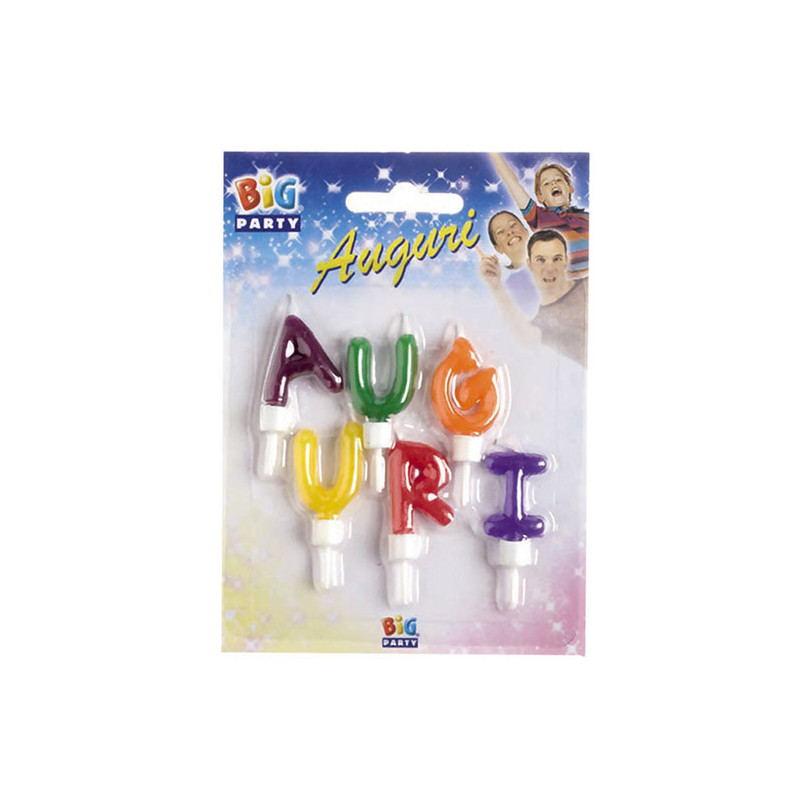 Set candeline Auguri colori assoriti Big Party