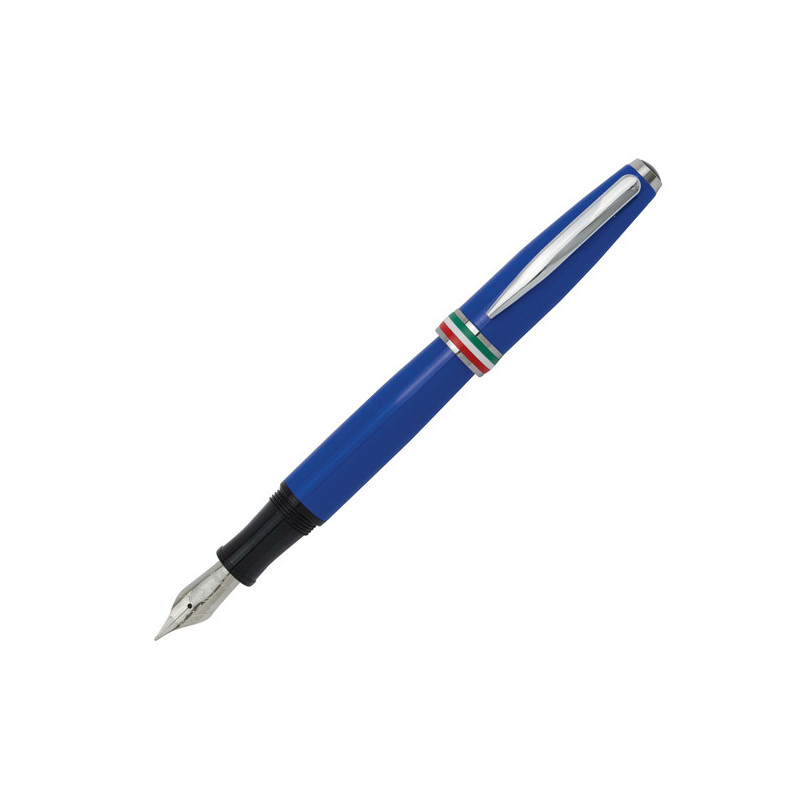 Penna stilografica Aldo Domani punta M fusto azzurro Italia Monteverde