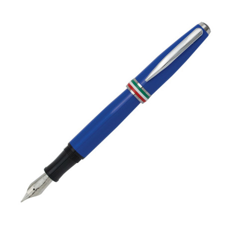 Penna stilografica Aldo Domani punta M fusto azzurro Italia Monteverde