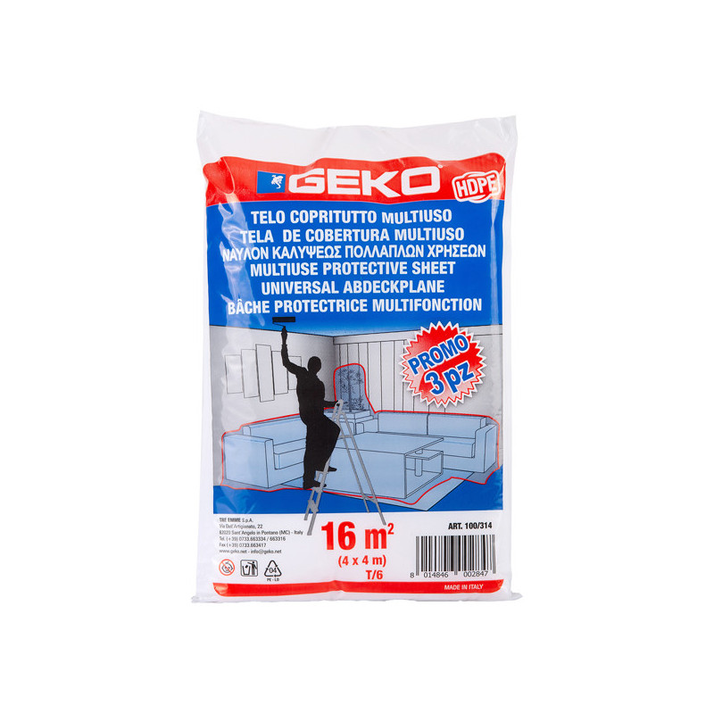 Set 3 pz telo HD copritutto multiuso 16mq 230/240gr Geko