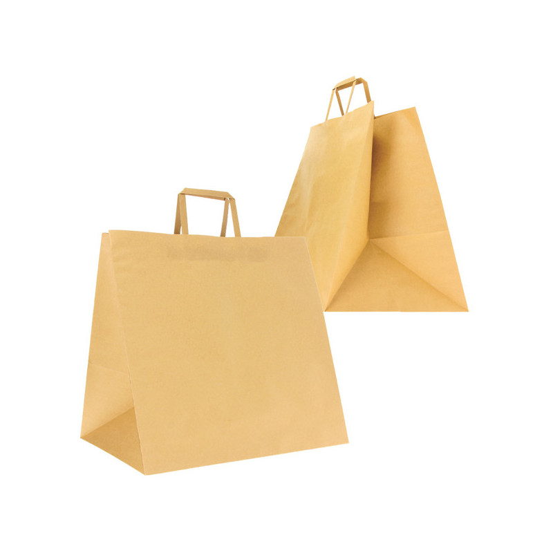 Scatola 100 Shoppers carta craft 40x35x35cm Flat Maxi Plus avana