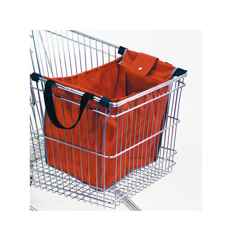 Borsa in TNT per carrelli Eco Bag Magnum con ganci 40x36x26cm rosso