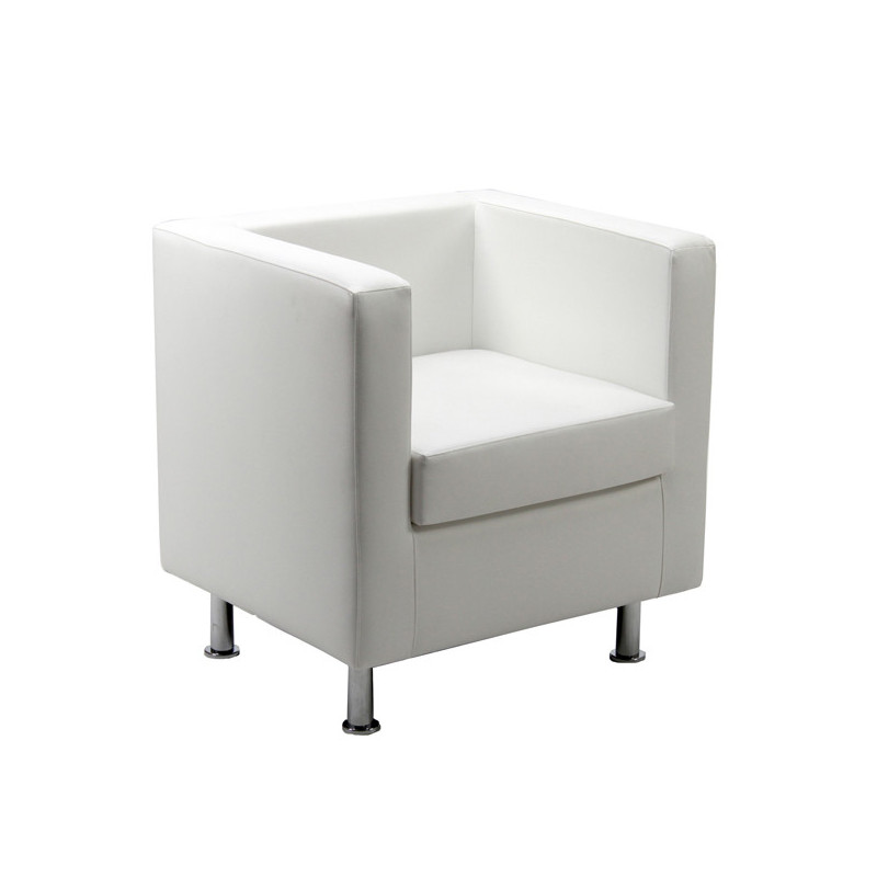 Poltrona in similpelle Pragma PR1 bianco con braccioli inclusi